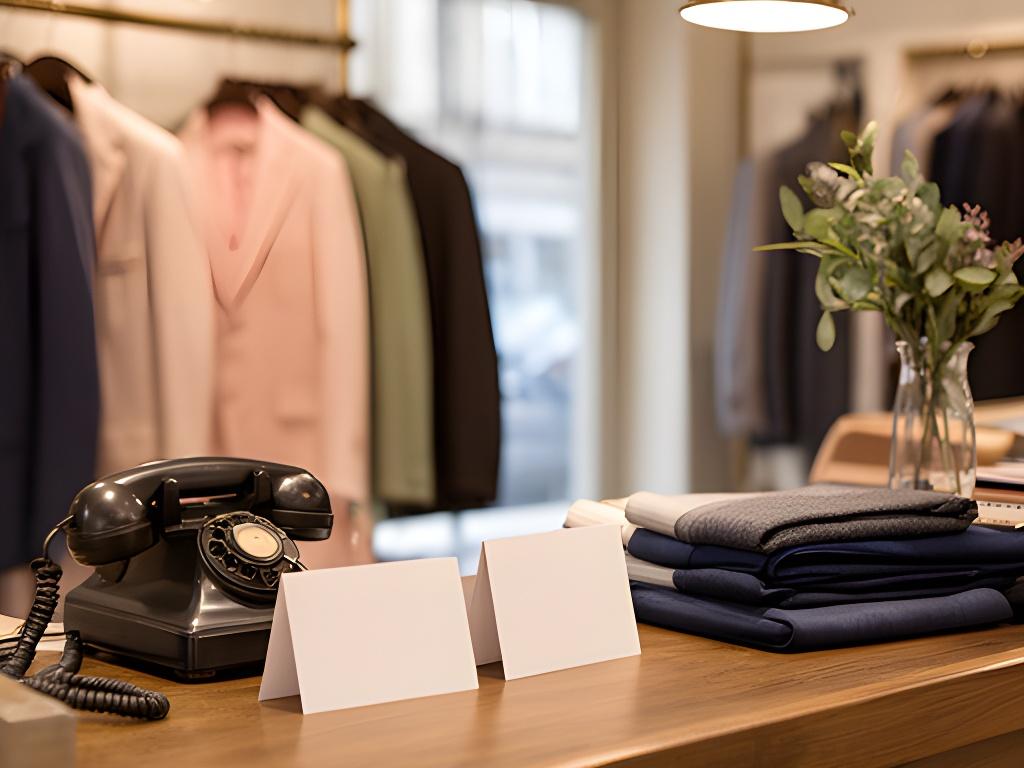 Front counter of a Barry tailoring studio with appointment cards and a telephone