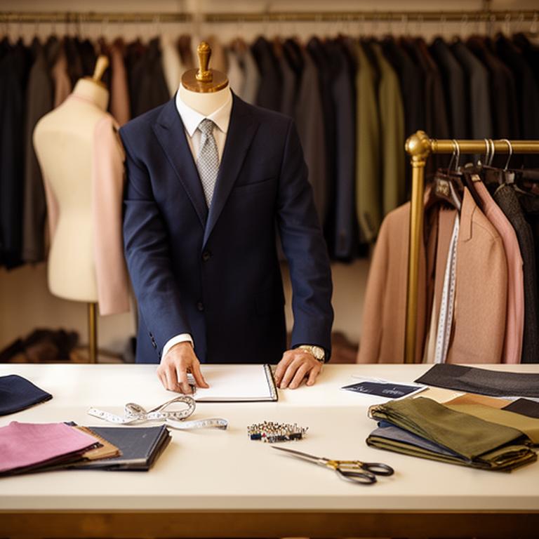 Tailor preparing a measuring appointment in a tidy Barry studio with suit jackets behind